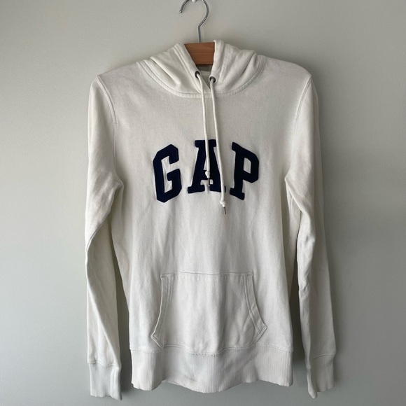 GAP Logo Hoodie 100% Cotton White Womens Size Small - Picture 2 of 7